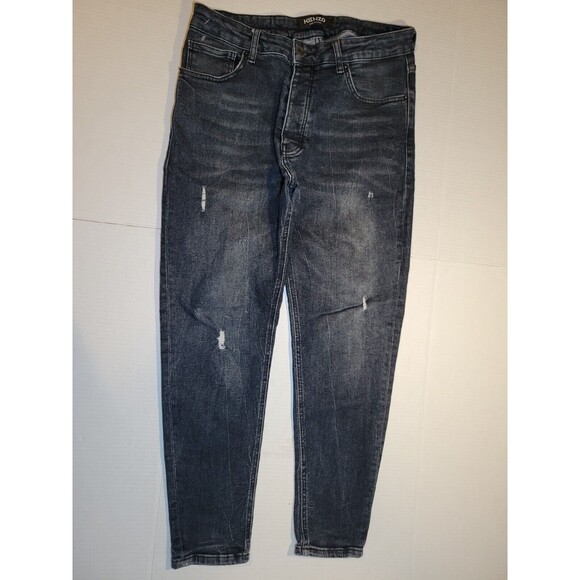 Kenzo‎ Distressed Black Gray Jeans Button Fly Ripped Skinny Fit Womens Size W34 - Picture 1 of 12